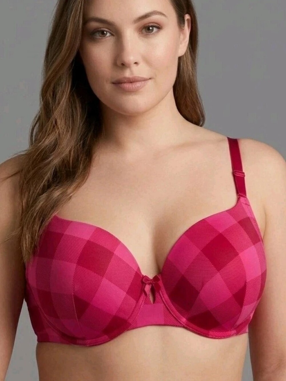 NWT! Torrid Curve Lightly Lined T Shirt Bra Red Plaid Back Smoothing! 42C